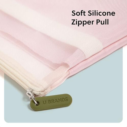 U Brands Tech Pouch Combo, Set of 2 - color: Rose Pink and Olive Green