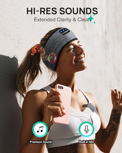 LC-dolida Sleep Headphones Bluetooth Headband, Wireless Headband with HD Speakers, Headphones Wireless for Side Sleepers, Sport, Yoga, Travel, Gifts for Mom, Men, Women, Teens, Kids - color: Gray