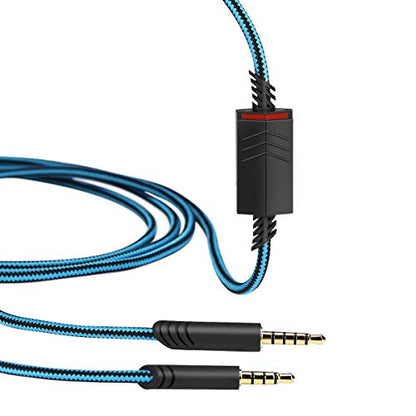 Audio Cable Compatible with Astro A40 A40TR Gaming Headset(Blue) | Inline Mute Wire and No Volume Control Cord,nylon braided thread protecting - style: Nylone Cord - Blue