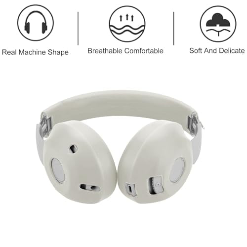 Aiivioll Studio Pro Silicone 2 in 1 Case Cover Set, Anti-Scratch Ear Pad Cover/Zipper Headband Cover for Beats Studio Pro Headphone, Studio Pro Soft Silicone Protector Accessories(Off-White) - color: Off-white
