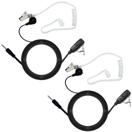 1-Pin Covert Earpiece for Cobra Radios, Security & Pro Use 2-Pack | Clear Acoustic Tube Headset with PTT Mic, Hands-Free, Noise-Isolating, Ideal for Security, Retail and Noisy Events