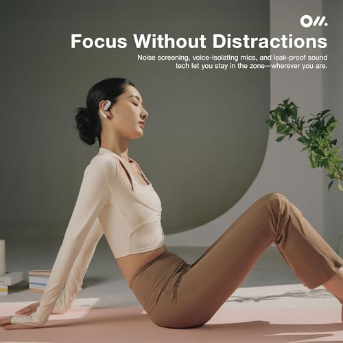 Oladance OWS Pro Open-Ear True Wireless Headphones, 16-Hour Playtime | Bluetooth 5.3, Dual-Device Connectivity, Amplifier Chip, Virtual Bass, Liquid Silicone, Titanium Frame, Comfortable Fit - color: White