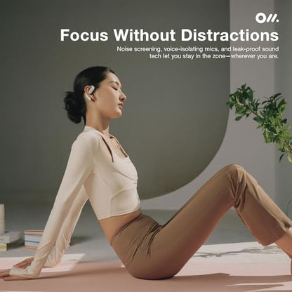 Oladance OWS Pro Open-Ear True Wireless Headphones, 16-Hour Playtime | Bluetooth 5.3, Dual-Device Connectivity, Amplifier Chip, Virtual Bass, Liquid Silicone, Titanium Frame, Comfortable Fit - color: White