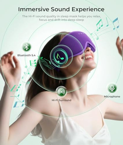 MUSICOZY Sleep Mask Headphones with Bluetooth Wireless Eye Masks Earphones