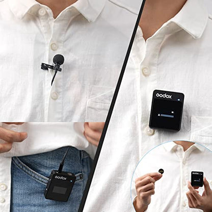 GODOX MoveLink II M1 Wireless Lavalier Microphone, Wireless Lavalier Mic Compatible DSLR Cameras, Camcorders, Smartphones for Vlog, Streaming, Podcasting, Interviewing, Video Producers