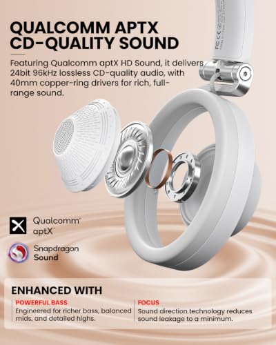 Mixer Open Ear Headphones, Wireless Headphones with Qualcomm aptX HD, Snapdragon Sound, Comfortable Breathable Open Fit, 40-Hour Playtime, Open Back Headphones with Carrying Case (Gray) - color: Gray