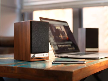 Audioengine A2 HD (HD3) Wireless Computer Speakers – Bluetooth Desktop | Speakers with DAC, Headphone Amplifier and USB Audio - Walnut - color: Walnut, style: HD