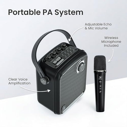 70W Voice Amplifier with UHF Wireless Handheld Microphone & Bluetooth 5.3 | Portable PA System & Karaoke Mic Speaker Set with USB/TF/AUX/Guitar for Teaching, Public Speaking & Singing - S100