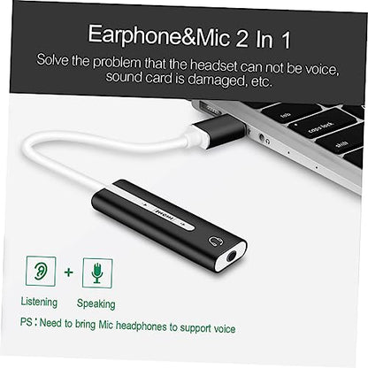 Hemoton Built Sound Card USB Surround Sound Microphone Earphone for Easy Volume
