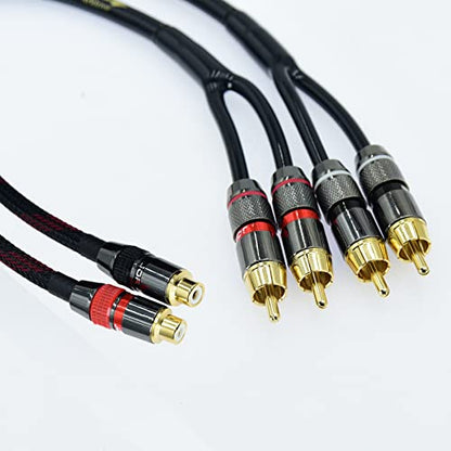 Arklove 5ft Shielded RCA Splitter Subwoofer Stereo Audio Video Cable 1 Female to 2 Male Dual Speaker Y Adapter Connector Extension Cord 24k Gold Plated(2 Pack) - size: 5ft, style: rca 1female to 2male