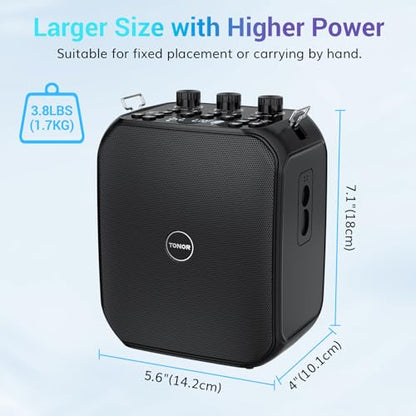 TONOR 6000mAh Rechargeable Voice Amplifier 50W, Bluetooth Personal PA System with Wireless Headset Mic & Waistband, Portable Megaphone Speaker 25 m/82ft for Classroom, Teaching, Tour Guide K13