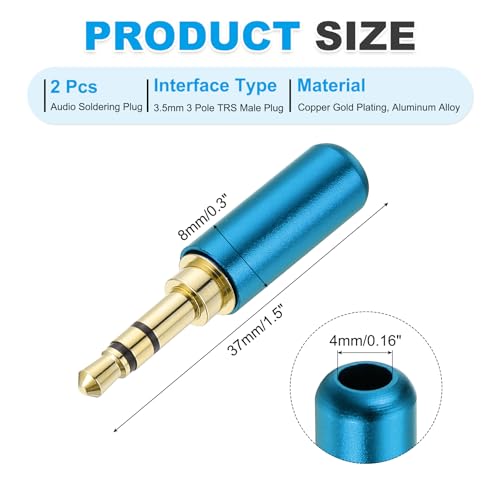 MECCANIXITY 2Pcs 3.5mm Replacement Repair Plug Jack, 3 Pole Blue - color: Blue