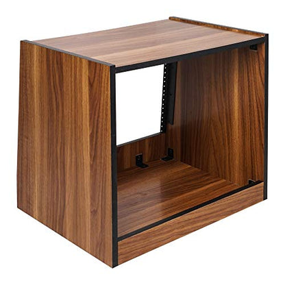 Sound Town DIY 8U Studio Rack with Furniture Grade Walnut Laminate (SDRK-8WN) - size: 8U, Slanted