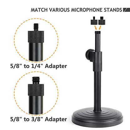Mic Screw Adapter - 5/8 to 1/4 & 5/8 to 3/8 Adapter Set for Microphone Stand to Tripod and Camera - size: 1/4 & 3/8 Kit
