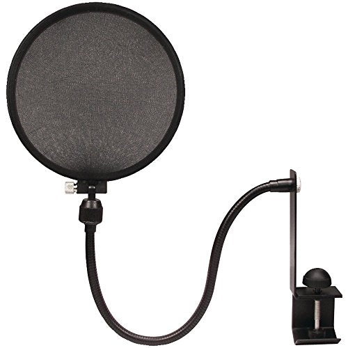 Nady 6-Inch Clamp On Microphone Pop Filter Wind Screen with Flexible Gooseneck and Metal Stabilizing Arm (SPF-1) - style: Upgraded Pop Filter with Stablizing Arm