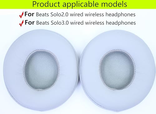 Replacement Ear Pads Compatible with Beats Solo 3 Wireless Gray | Also suitable for Beats Solo 2 wired Headphones Soft protein leather/memory foam ear pads and earmuffs - color: Gray