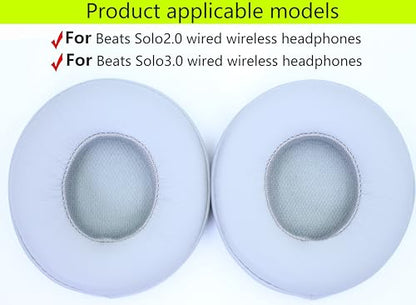 Replacement Ear Pads Compatible with Beats Solo 3 Wireless Gray | Also suitable for Beats Solo 2 wired Headphones Soft protein leather/memory foam ear pads and earmuffs - color: Gray