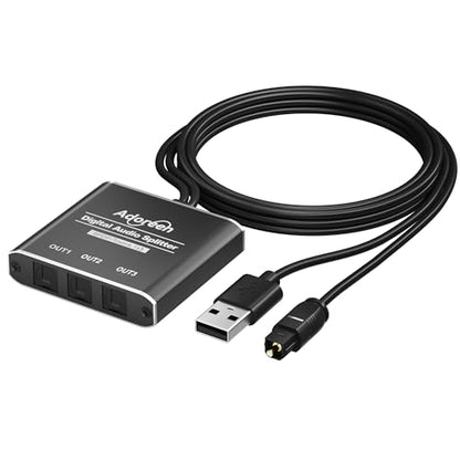 3 Way Digital Optical Audio Splitter 1 In 3 Out Active Toslink SPDIF Fiber Optic With USB Powered, LPCM 2.0, PCM, Dolby, DTS 5.1 for HDTV, Home Theater, Soundbar, Receiver, Amplifier- Unidirectional - style: 1 X 3 Optical Splitter