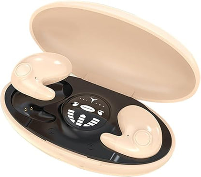 Ultra-Thin Wireless Earbuds - 3.2g Lightweight, Bluetooth, IPX5 Waterproof, Secure Fit for Sleep & Sports, with Charging Case, Touch Control, Binaural Stereo (Khaki) - color: Khaki