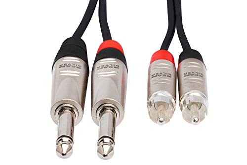 Hosa HPR-003X2 Pro Stereo Interconnect Cable - Dual REAN 1/4-inch TS Male to RCA Male - 3 foot