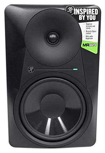 Audiosavings Bundle: (2) MR824 8 170W Powered Studio Monitors Bundle with (2) Rockville Adjustable Studio Stands + (2) Foam Pads, 10.35" x 13" + Condenser Mic w/Metal Shock Mount (7 Items)