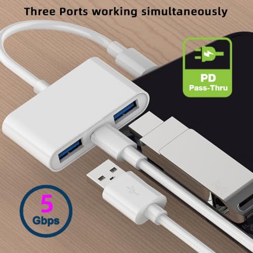 CY Type C USB-C to Dual Type-A USB3.0 Female with PD Power Charge Adapter Compatible with Laptop Tablet Phone - style: USB*2+PD