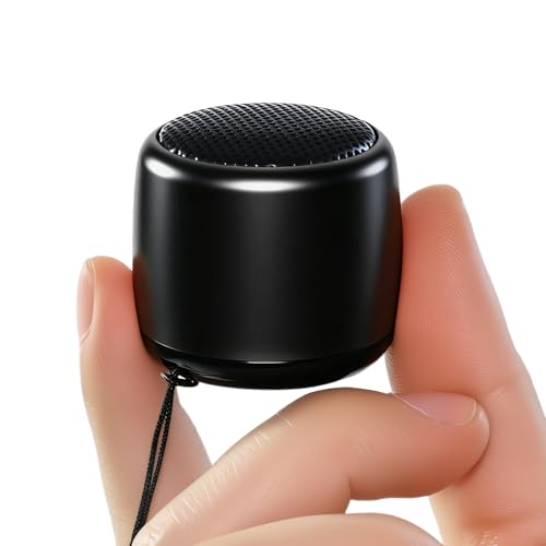 Best Mini Portable Bluetooth Speaker with HD Sound & Bass I Smallest Wireless Bluetooth Speakers for Phone/PC/Tablet I Photo Selfie Button Answer Phone Calls I Cute Tiny Speaker - color: Black