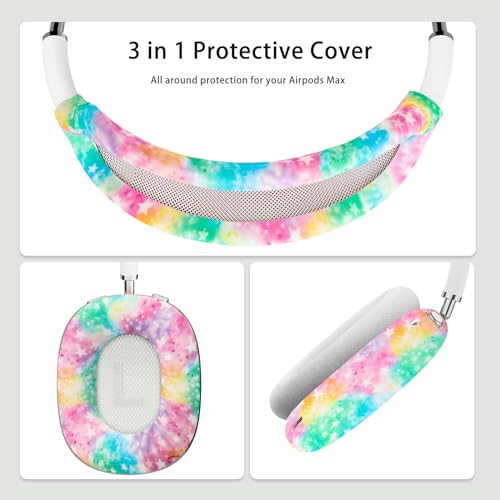 4 in 1 Silicone Case Cover Compatible with Apple Airpods Max 2/1 Headphones(2026/2024/2020), Printed Ear Pad Case Cover Ear Cups Cover and Headband Cover Headband Pad Accessories (Starry Sky Pink) - color: Starry Sky Pink