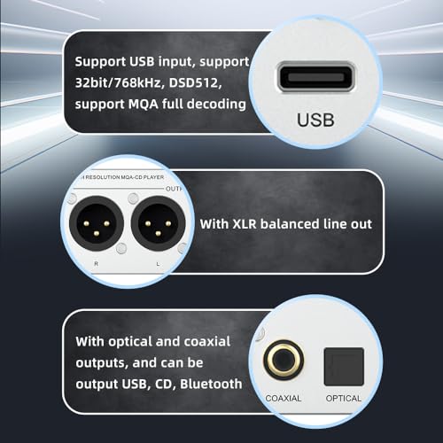 S.M.S.L PL200 MQA-CD Player Player HiFi Lossless AK4499EX Chip Bluetooth Playback Dac Headphone Amplifier,with Remote Control (Silver)