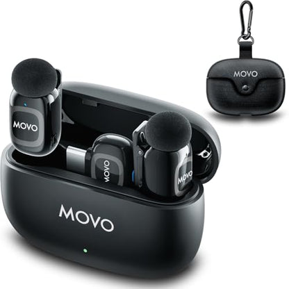 Movo NanoMic Dual USB-C Wireless Microphone for iPhone 15/16/17 and Up, Android, iPad Pro & Laptops – Wireless Lavalier Mic for USB-C Smartphones & Devices, Great for Vlogging & TikTok