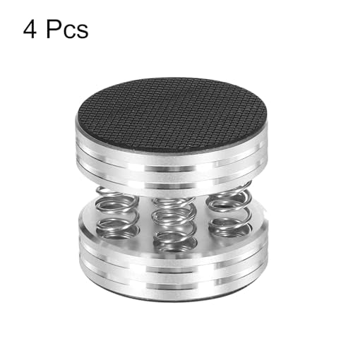 MECCANIXITY 4 Pcs Subwoofer Isolation Pad, 45x40mm Speaker Isolation Pad Feet Speaker Spikes Turntable Audio Studio Monitor Isolation Pad for Audio Equipment, Silver