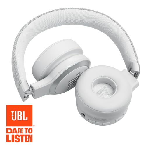 JBL Live 670NC Wireless On-Ear Headphones, Adaptive NC - White | Bluetooth Headphones With Surround Sound, up to 65H Battery Life, Fast Charging, Built-In Mic, Voice Assistant, Foldable - color: White