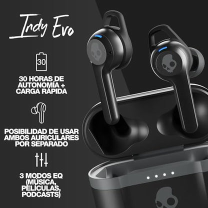 Skullcandy Indy Evo XT in-Ear Wireless Earbuds, 30 Hr Battery, Microphone, Works with iPhone Android and Bluetooth Devices - Black - color: True Black, style: Indy Evo 2024