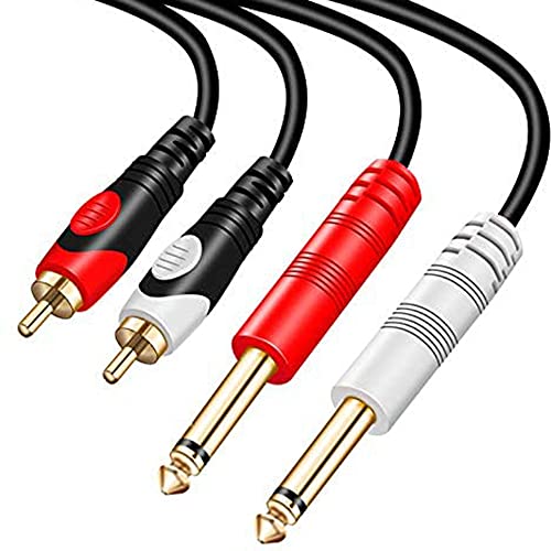 Tan QY RCA to 1/4 Cable 10Ft,Dual 1/4 inch 2 x 6.35mm TS Mono Male Jack to Dual RCA Male Audio Cable, for Phono Microphone Mic Mixer Amplifier,RCA Audio Wire Cords, Interconnect Cable (3M/10Ft) - size: 3M/10Ft
