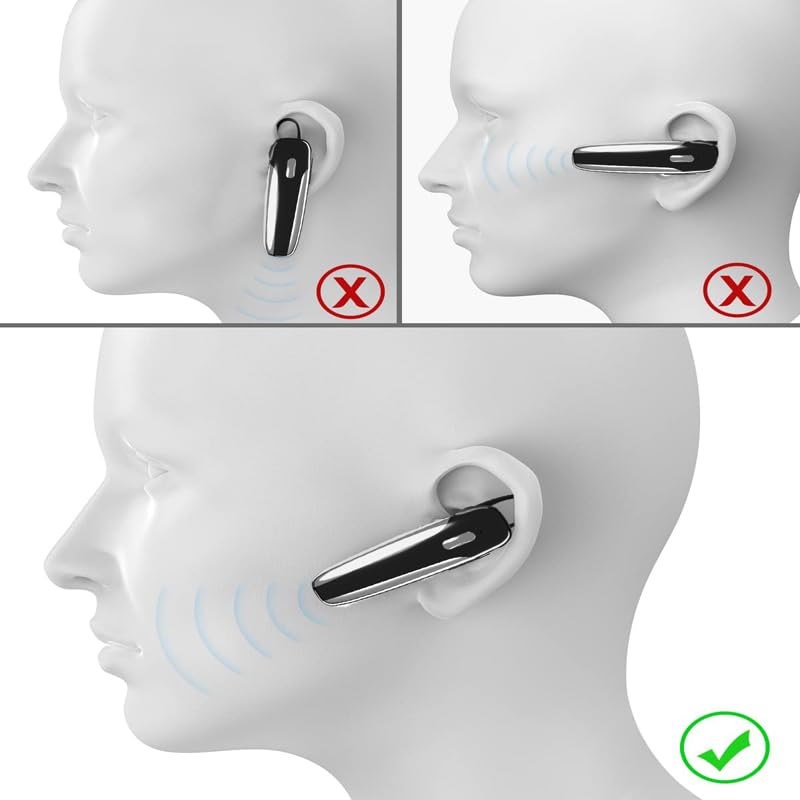 Single Ear Bluetooth Headset V5.3 Single-Ear Earpiece with Wireless Microphone 48H Battery, Bluetooth Earpiece - Handsfree for Driving/Truck Drivers, Compatible with iPhone, Android, Samsung - color: Glossy Black