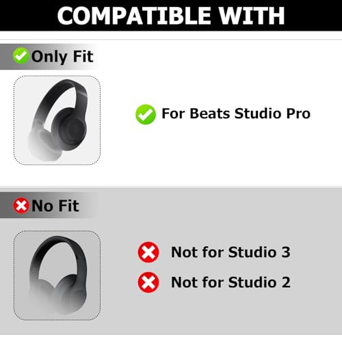 Studio Pro Silicone 2-in-1 Sweat Case Cover Set with Anti-Scratch Ear Pad Covers & Zipper Headband Cover – Compatible with Beats Studio Pro Wireless Headphones（Black） - color: Black 2-in-1