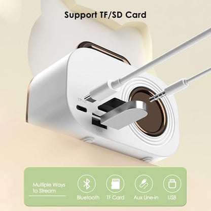 Wireless Bluetooth Speaker, Cute Mini Portable Speaker, Loud Sound,4H Playtime, Mic,TF/SD Card, Aux Line,Water-Proof for iOS Android Smartphone Home Office Gift Ideas White - color: White