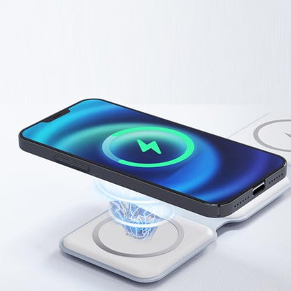 IHAO 3in1 Megnetic Attraction Wireless Charging Station Foldable Fast Charger for iPhone 15/14/13, iWatch & AirPods 15W Charging Stand with Strong Magnet Fold to Stand Multi-Device Safe Charging-White - color: 3in1 Wireless Charger K99 White