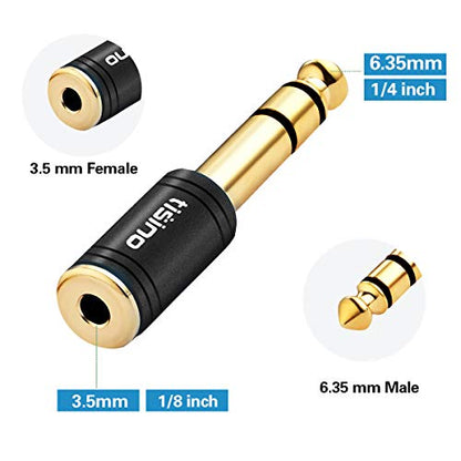 Tisino 3.5mm to 1/4 Stereo Adapter, 1/8 inch Female to 1/4 inch Male Aux Jack Converter Headphone Adapter - Black, 1PCS | 1/8" to 1/4" Headphone Jack Converter for Amp/Mixer/Guitar, Gold-Plated TRS Stereo Aux Adapter Audio Plug - size: Adapter 1 PCS