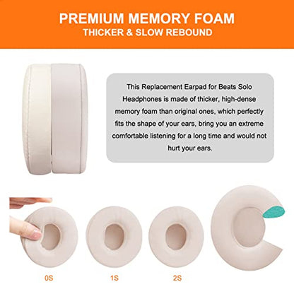 Ear Pads Replacement for Beats Solo 3 - GVOEARS Earpad Cushions Covers for Solo 2 Solo 3 Wired Wireless ON-Ear Headphones with Noise Isolation Memory Foam Protein Leather (Light Pink) | Protein Leather with Thick Foam for Beatter Noise Isolation (Light Pi