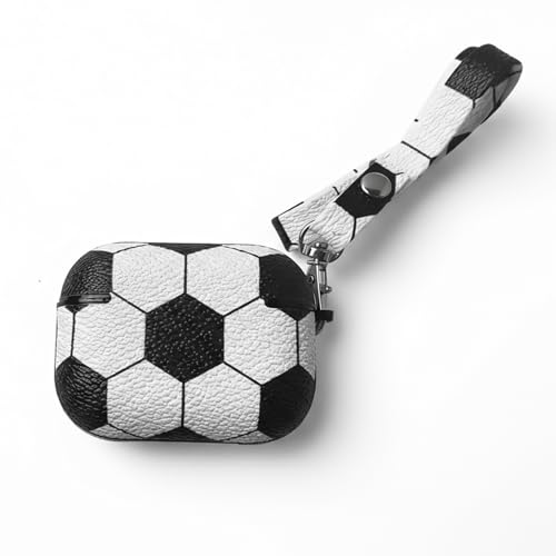 Soccer Ball AirPods Pro 3 Case with Keychain, Leather Texture Protective Cover Compatible with AirPods Pro 3rd Generation (2025), Shockproof Sports Style Case - color: Soccer-05, size: Compatible with Airpods Pro 3(Model A2700/A2931)