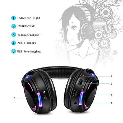 Professional Silent Disco LED Wireless Headphones and RF LED Silent Disco Earphones for iPod MP3 DJ Music Pary Club (2 led Headphone + 2 Transmitter) - color: 2 led headphone + 2 transmitter