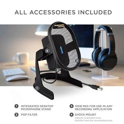 Marantz Professional Umpire USB Desktop Microphone | Includes Desktop Stand, Plug and Play USB, for PC and Mac, for Voice Chat, Content Creation, Gaming, Streaming and Podcasts - style: USB Mic w/ Desktop Stand