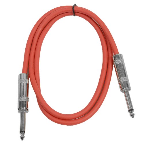 Seismic Audio SASTSX-3Red-6PK 3-Feet TS 1/4-Inch Guitar, Instrument, or Patch Cable, Red - color: Red, size: 3 Foot