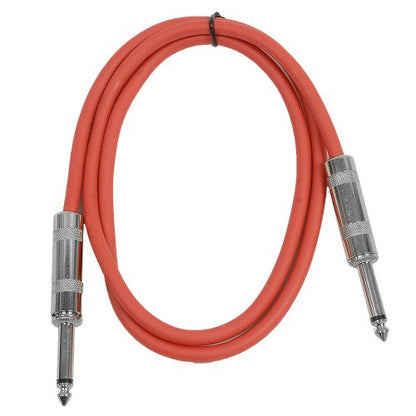 Seismic Audio SASTSX-3Red-6PK 3-Feet TS 1/4-Inch Guitar, Instrument, or Patch Cable, Red - color: Red, size: 3 Foot