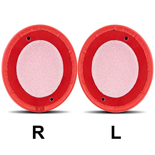 Professional Replacement Ear Pads for Beats Solo 2 & Solo 3 Wireless On-Ear Headphone/Soft Protein Leather/Noise Isolation Memory Foam/Strong Adhesive Tape/Cloud Like Comfort/Extra Durable - color: Red