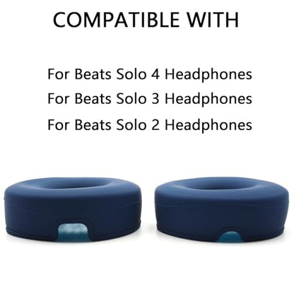 Solo 4 Protective Case, Compatible with Beats Solo 3/Solo2 Headphones, Precise Fit Shockproof Silicone Cover with Carrying Clip, Sweatproof Dustproof Skin for Gym & Travel, Easy to Install (Dark Blue) - color: Dark Blue