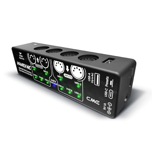 CME H4MIDI WC Advanced USB Host MIDI Interface | Router, Filter, Mapper, Optional WIDI Bluetooth MIDI, Standalone 9V Power Mode, For Guitarists and Producers