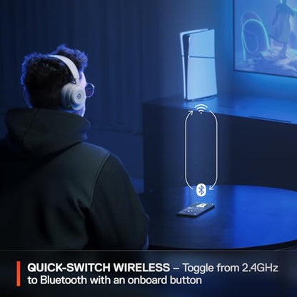 SteelSeries Arctis Nova 5 Wireless Multi-System Gaming Headset — White — Neodymium Magnetic Drivers — 100+ Audio Presets — 60 HR Battery — 2.4GHz or BT — Gen2.X Mic — PC, PS5, PS4, Switch, Mobile - color: White, style: PC