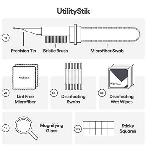 KeyBudz Air Care AirPods Cleaning Kit Accessories Set - Safely Sanitize, Clean and Maintain Your AirPods, AirPods Pro and Other Earphones - Includes Sticky Squares Putty Gunk Remover (AirCare 1.0)
